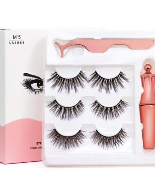 Mix 3 Pairs Magnetic Eyelashes with 5 Magnets, Magnetic Eyeliner and Tweezer