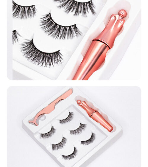 Alternative view of Mix 3 Pairs Magnetic Eyelashes with 5 Magnets, Magnetic Eyeliner and Tweezer