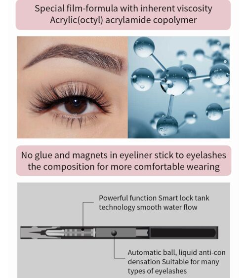 Alternative view of 6 i 1 Ingen lim Ingen magneter 4 par øjenvippesæt med selvklæbende blyant eyeliner