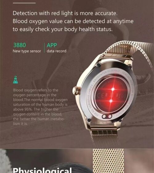 Alternative view of Vandtæt Smartwatch Med Pulsmåler Til Kvinder- Rødguld